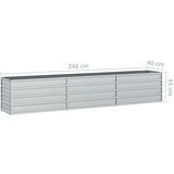 vidaXL Visoka greda 240x40x45 cm pocinkano jeklo srebrna | Shoptok.si