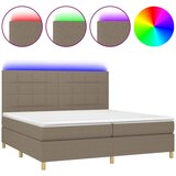  box spring s madracem LED smeđesivi 200x200 cm tkanina | shoptok.hr