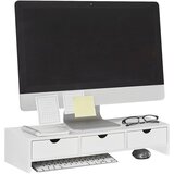 SoBuy stojalo za monitor z dvema predaloma v beli barvi v skandinavskem slogu, (20815114) | Shoptok.si