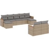 vidaXL 9-dijelni set vrtnih sofa s jastucima bež od poliratana | shoptok.hr