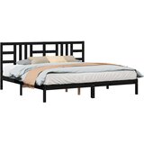  Okvir za krevet od masivne borovine crni 200 x 200 cm | shoptok.hr