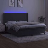  Box spring postelja z vzmetnico LED temno siva 160x200 cm žamet, (20789364) | Shoptok.si