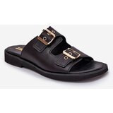 Zazoo Leather Flat Sandals With Buckles 3020 Black | Shoptok.si