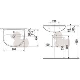 Jika H8143830001041 Lyra Plus 60 x 49 cm stenski keramični umivalnik z odprtino za armaturo | Shoptok.si