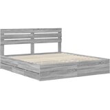  Krevetna konstrukcija Siva Sonoma 200 x 200 cm Inženjersko Drvo 206 x 203 x 100 cm | Shoptok.si