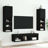  5-dijelni zidni TV elementi s LED svjetlima crni drveni | shoptok.hr