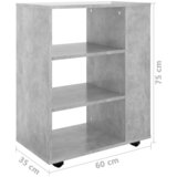 Ormarić s kotačima siva boja betona 60 x 35 x 75 cm drvena | shoptok.hr