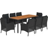 9-dijelni vrtni blagovaonski set s jastucima crni od poliratana | shoptok.hr