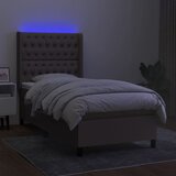  Krevet box spring s madracem LED smeđesivi 90x190 cm tkanina | shoptok.hr