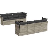 vidaXL Vrtna sedežna garnitura 9-delna z blazinami sv. siv poli ratan | Shoptok.si