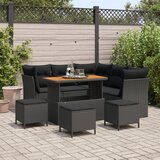 vidaXL 9-delni vrtni sedežni set z blazinami Črn Poly Rattan Akacija, 4-delni vrtni jedilni set z blazinami Črn Poly Rattan Akacija | Shoptok.si