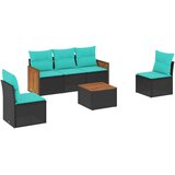 vidaXL 6-delni vrtni komplet sedežnih garnitur z blazinami črne barve poli ratan, (5000293438) | Shoptok.si