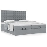 vidaXL Otomanski posteljni okvir z vzmetnicami siv 200x200 cm blago | Shoptok.si