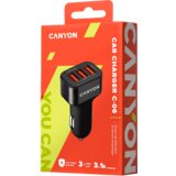 Canyon Mini 3 USB car adapter, Input 12V-24V, Output 5V-3.1A, black rubber coating+black metal ring (side with USB is in plastic) - CNE-CCA06B | Shoptok.si
