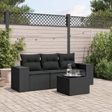 Maison Chic Seti vrtnega pohištva - Vrtna garnitura - Vrtni pohištvo set 4-delna z blazinami črna poli ratan, (21817095) | Shoptok.si