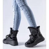Gemre Black insulated patent snow boots Stringer | shoptok.hr