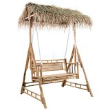  Ljuljačka za 2 osobe s jastukom i palminim lišćem 202 cm bambus | shoptok.hr