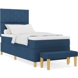 vidaXL Krevet s podnicom s madracem i klupom Plava 90x200 cm Tkanina | shoptok.hr