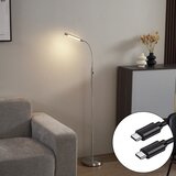 QAZQA Moderna jeklena stoječa svetilka vklj. LED 3-stopenjsko zatemnjevanje polnilna - Statler | Shoptok.si
