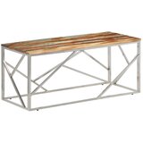 Furnova Klubska mizica srebrna nerjaveče jeklo in trden predelan les, (21914937) | Shoptok.si