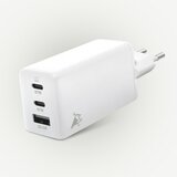 Aqiila Chargebird W2 GAN 65W USB-C x2 + USB-A domači polnilec bela | Shoptok.si