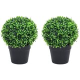  Umjetni šimširi s posudama 2 kom u obliku kugle zeleni 27 cm | shoptok.hr