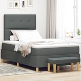 vidaXL Postelja z vzmetnico in klopjo temno siva 120x190 cm tkanina | Shoptok.si