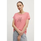 Marc O'Polo Bombažna kratka majica ženska, roza barva, 404206751431