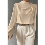Fenzy Elegantna Bluza S Visokim Ovratnikom, Bež Boje Cijene