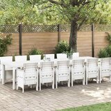 vidaXL Komplet za jedilnico v vrtu 13 pcs Bela Polt rattan Cene