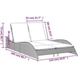  Ležaljka za sunčanje s jastucima smeđa 114x205x73 cm poli ratan - Smeđa 1 | shoptok.hr