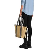 Karl Lagerfeld Torba za na plažo 'Essential' pesek / črna / bela | Shoptok.si