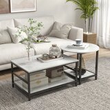 Set stolića za kavu 2 pomoćna stolića mramorni izgled podesive noge čelik crno/bijelo | shoptok.hr