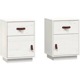 Maison Chic Dvo delni komplet Nočne omarice - Nočne mize bela 40x34x55 cm trdna borovina, (21688494) Cene