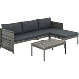 Maison Chic Seti vrtnega pohištva - Vrtna garnitura - Vrtni pohištvo set z blazinami 3-delna poli ratan siva, (21797009) | Shoptok.si