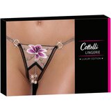 Cottelli - luksuzni vezeni tangice z lilijo (črno-beli) | Shoptok.si