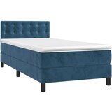 vidaXL Box spring postelja z vzmetnico temno modra 90x200 cm žamet, (20901051) | Shoptok.si