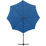  Konzolni suncobran sa stupom i LED svjetlima 300 cm azurnoplavi | shoptok.hr