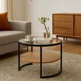 Bonami Essentials Crni/u prirodnoj boji okrugao stolić za kavu u dekoru hrasta ø 68 cm Zanu – | shoptok.hr