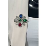 Kesi Floral brooch 2 silver + multicolored | shoptok.hr