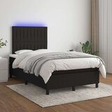  Box spring postelja z vzmetnico LED črna 120x200 cm blago, (20894959) Cene