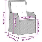 vidaXL Vrtna klupa s jastukom 2 pcs Siva Poli ratan | shoptok.hr