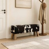  Klupa 110 x 30 x 45 cm Prava koža Crna i bijela Cijene