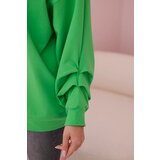 Kesi Cotton blouse with bow light green color | shoptok.hr