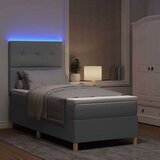  LED Box Spring Postelja Svetlo siva 90 x 200 cm blago, (5000142050) | Shoptok.si