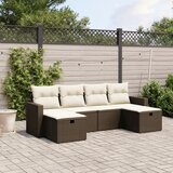 Maison Chic Seti vrtnega pohištva - Vrtna garnitura - Vrtni pohištvo set 6-delna z blazinami rjav poli ratan, (21805231) | Shoptok.si