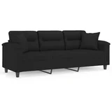 Maison Chic kavč - Sofa - Kanape z blazinami črn 180 cm tkanina iz mikrovlaken, (21727348)