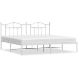 Maison Chic Kovinski Posteljni okvir - Dvoposteljna postelja - Zakonska postelja z vzglavjem bel 193x203 cm, (21693880) | Shoptok.si