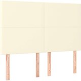  Krevet box spring s madracem LED krem 140x190cm od umjetne kože | shoptok.hr