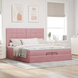  Okvir kreveta s madracima ružičasti 200x200cm baršunasti | shoptok.hr